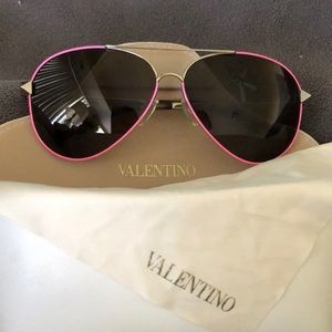 Pink rimmed Valentino aviator sunglasses